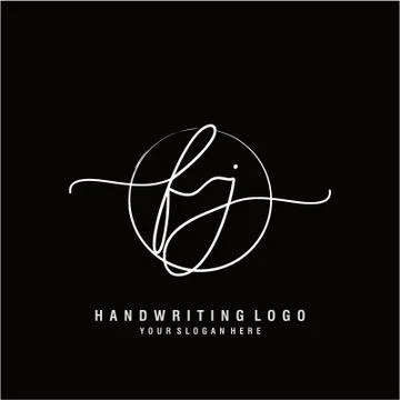 FJ Initial handwriting logo design Illustrazione stock