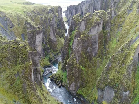 Fjadrargljufur Canyon Stock Footage