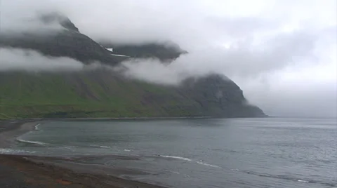 Fjord bay with low clouds standing Stock Footage 37272537