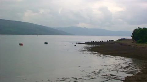 Fjord covered by clouds at the low tide Stock Footage 39988478