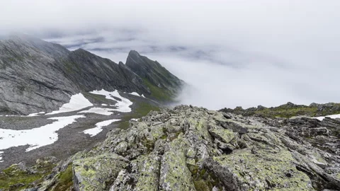 Fjord with inversion and clouds Stock Footage 147440718