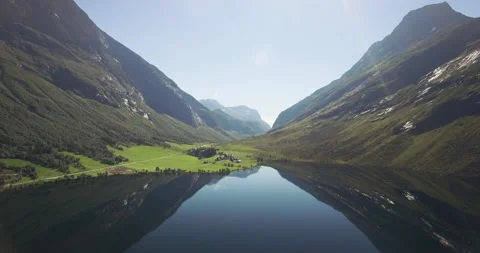 Fjord Tracking Drone Shot Video stock 141927515