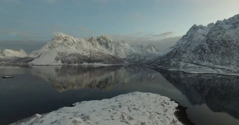 Fjord at Vestpollen in Winter Stock Footage 60989503