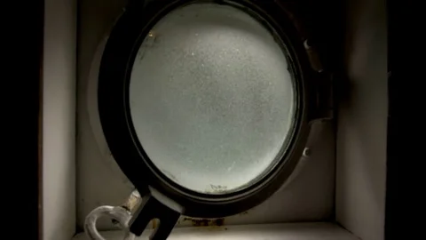 Fjords View Through An Old Window Of A Ferry Video stock 85254576