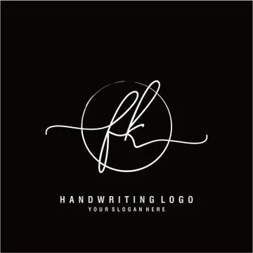 FK Initial handwriting logo design Stock Illustration