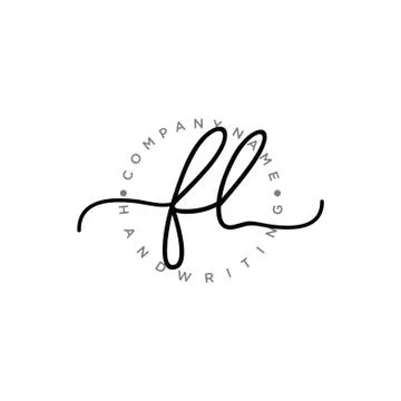 FL Initial handwriting logo design Stock Illustration