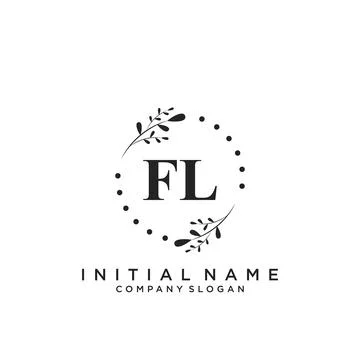 FL Initial handwriting logo design Stock Illustration