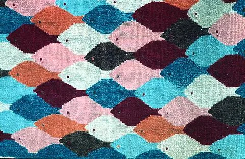 Fläche aus Stoff, Patchwork, in Form von Fischen, bunt, Hintergrund   Stock Photos