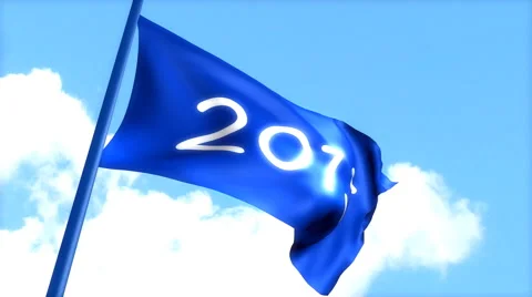 Flag 2015 waving blue sky, day time. Vídeos de archivo 40681239