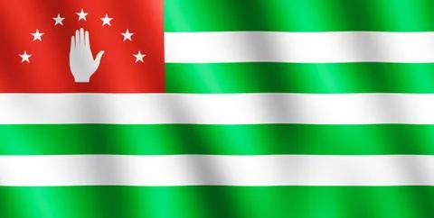 Flag of Abkhazia waving in the wind Stock Illustration