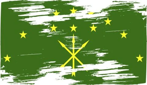Flag of Adygea with old texture. Vector Stock Illustration