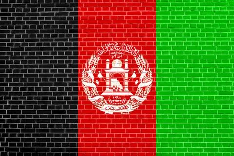 Flag of Afghanistan, brick wall texture background Stock Illustration
