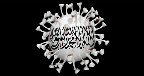 Flag of Afghanistan on Seamless looping 3D animation of covid-19 Corona Virus Video stock 166464088