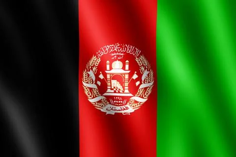 Flag of Afghanistan waving in the wind Stock Illustration