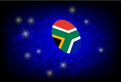 Flag of Africa on a background of technology. Stock Illustration