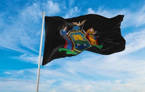 Flag of African Americans of New York state, untied states of America at clou Stock Illustration