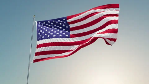 Flag On Against The Sky Loop Stock Footage 197055919