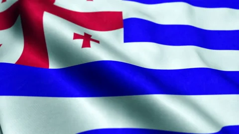 Flag Of Ajaria Blows In The Wind - Loop Video stock 206142797