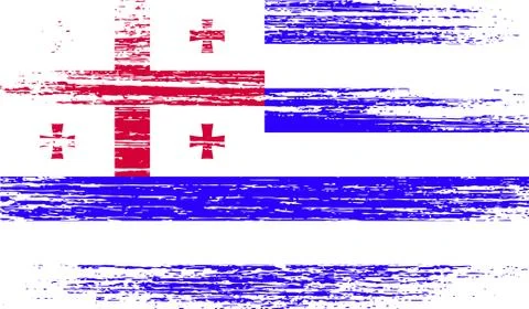 Flag of Ajaria with old texture. Stock Illustration