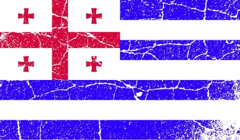 Flag of Ajaria with old texture. Stock Photos