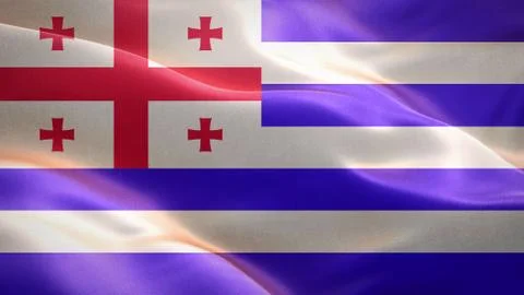 Flag of Ajaria waving in the wind. 3D Waving flag design. Stock Illustration