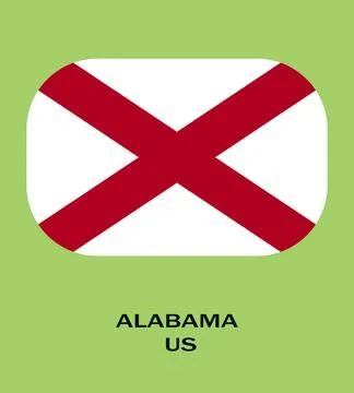 Flag of Alabama, Button style Flag of Alabama, Flag of USA state Alabama Il.. Illustrazione stock