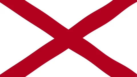 Flag of Alabama displaying the red saltire cross on a white background stan.. Stock Footage 345642620