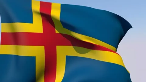Flag of Aland HD Stock Footage 13910067