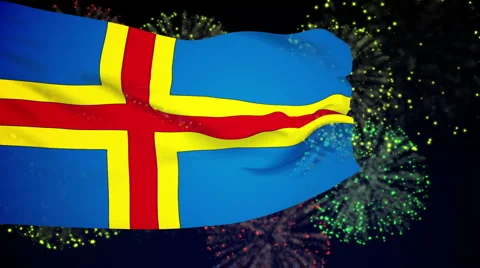 Flag of Aland Islands Stock Footage 1052441