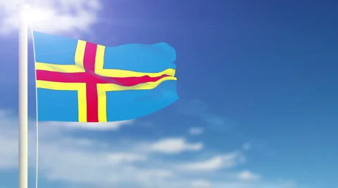Flag of Aland Islands Stock Footage 1052473