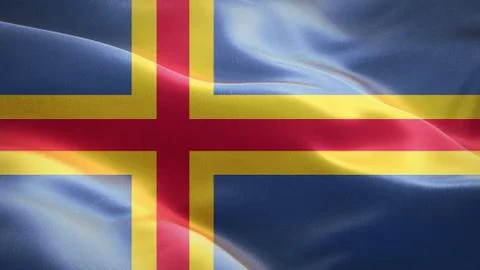 Flag of Aland waving in the wind. 3D Waving flag design. Stock Illustration
