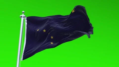 Flag of Alaska US State waving flag animation on a green screen Stock Footage 296869310