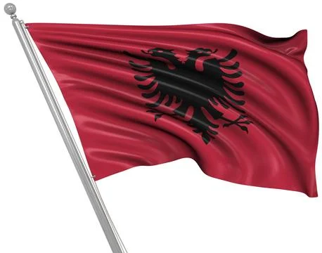 Flag of Albania, This is a computer generated and 3d rendered picture Stock Illustration