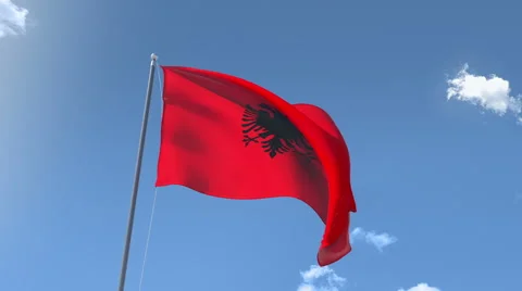 The flag of Albania Waving on the Wind. Stock Footage 40387356