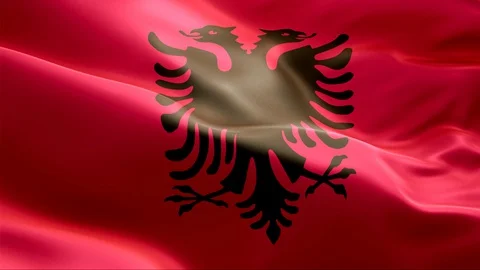 Flag of Albania waving in the wind. Stock Footage 129042865
