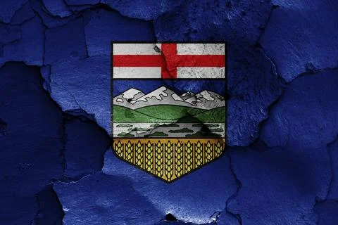 Flag of Alberta painted on cracked wall Stock Illustration