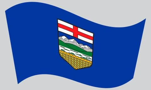 Flag of Alberta waving on gray background Stock Illustration