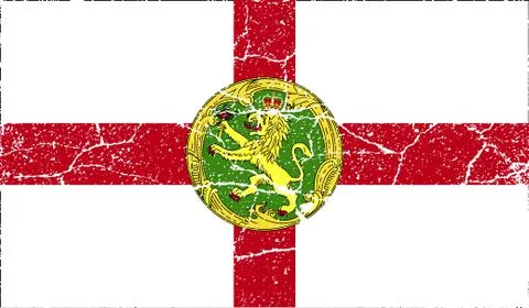 Flag of Alderney with old texture. Vector Stock Illustration