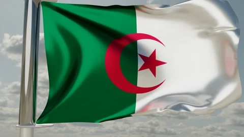 Flag of Algeria. 3D render Stock Footage 130448290