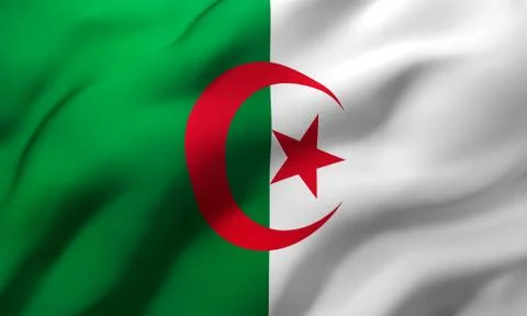 Flag of Algeria blowing in the wind Stock Illustration