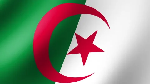 The flag of Algeria is fluttering in the wind. Seamless Animation 3d Видео 201361089