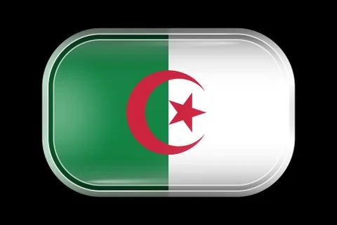 Flag of Algeria. Matted Vector Icon. Vector Rectangular Shape Stock Illustration