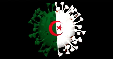 Flag of Algeria on Seamless looping 3D animation of the covid-19 Corona Virus Stock Footage 166464154