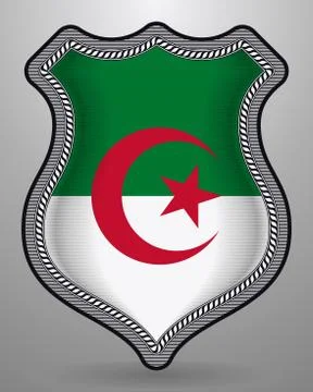 Flag of Algeria. Vector Badge and Icon. Vertical Orientation Version Illustrazione stock