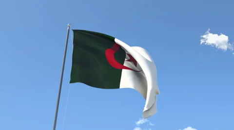 The flag of Algeria Waving on the Wind. Video stock 40389293