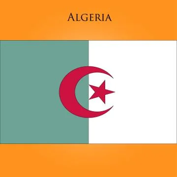 The flag of Algeria on a yellow Stock Illustration
