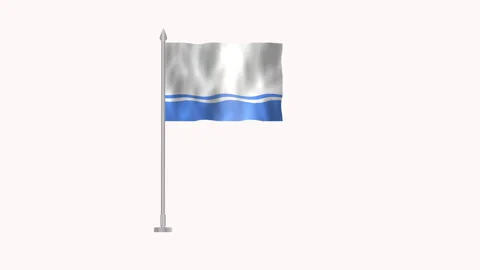 Flag of Altai Republic , Pole flag of Altai Republic on white screen, Altai.. Stock Footage 263973610