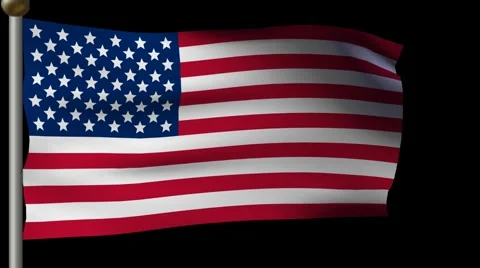 Flag of america on pole in alpha Stock-Footage 1076227