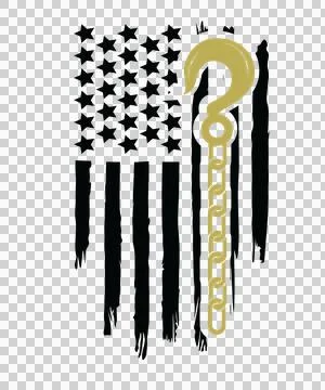 Flag American Crane Hook And Chain stars stripes distressed Stock Illustration