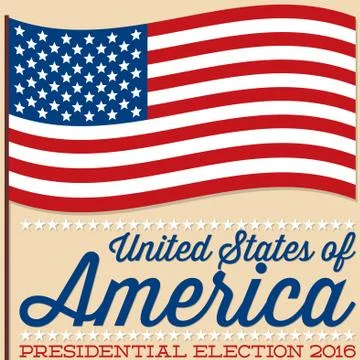 Flag American election card in vector format. Stock Illustration